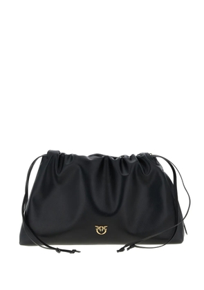 PINKO maxi drawstring logo clutch bag - Black