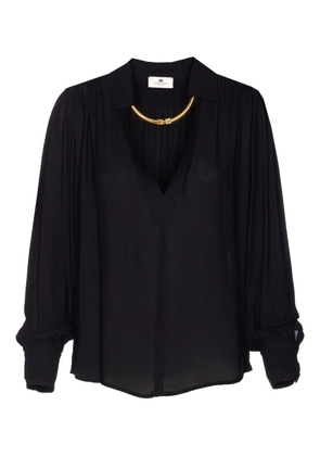 Elisabetta Franchi V-neck long-sleeve blouse - Black