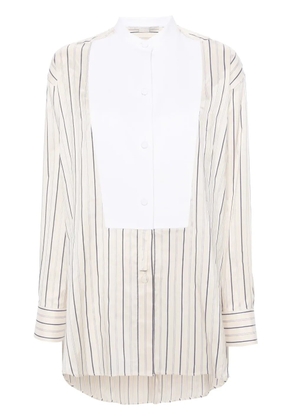 Stella McCartney contrasting-panel striped shirt - Neutrals