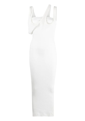 The Attico asymmetric-neckline ribbed dress - White