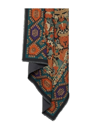 Pierre-Louis Mascia tapestry-pattern fringed shawl - Black