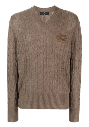 ETRO logo-embroidered cashmere jumper - Brown