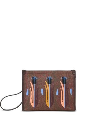 ETRO x Agostino Iacurci embroidered clutch bag - Brown