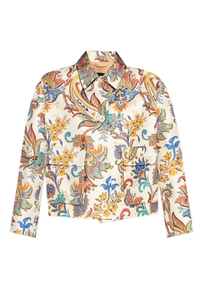 ETRO floral-print cropped jacket - White