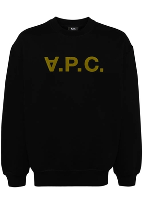 A.P.C. devoré effect logo-print round neck sweatshirt - Black
