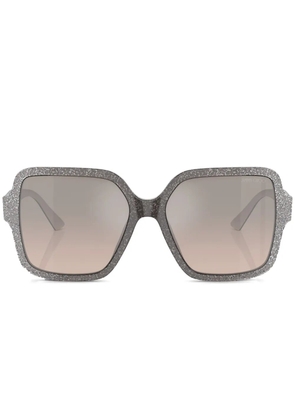 Jimmy Choo Eyewear glitter-embellished square-frame sunglasses - Brown