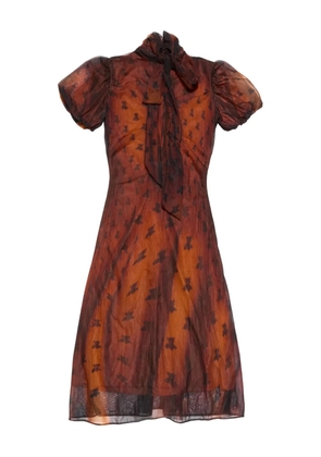 Acne Studios puff-sleeve printed dress - Brown