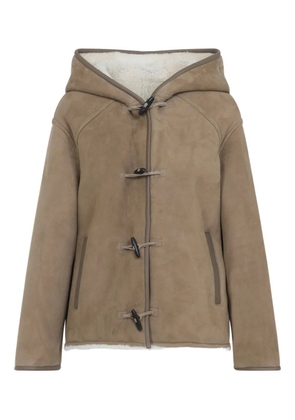 Yves Salomon hooded suede coat - Neutrals