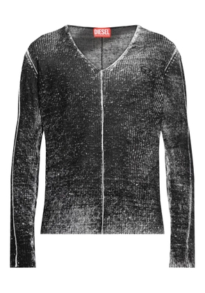 Diesel Robbel ribbed V-neck sweater - Black