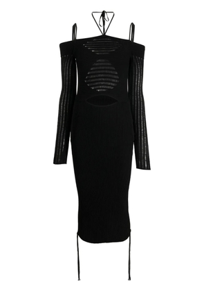 ANDREĀDAMO cold-shoulder knitted midi dress - Black