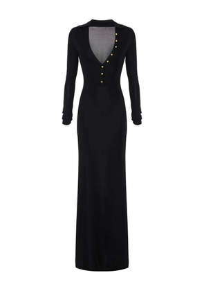 Elisabetta Franchi v-neck button-details maxi dress - Black
