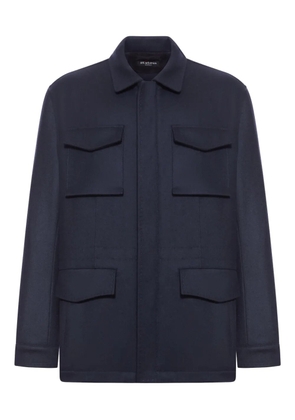 Kiton flap-pocket cashmere coat - Blue