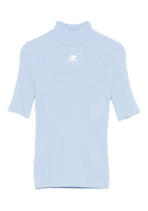 Courrèges ribbed high-neck top - Blue
