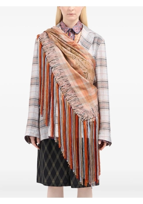 Pierre-Louis Mascia plaid-pattern fringe-edges scarf - Orange
