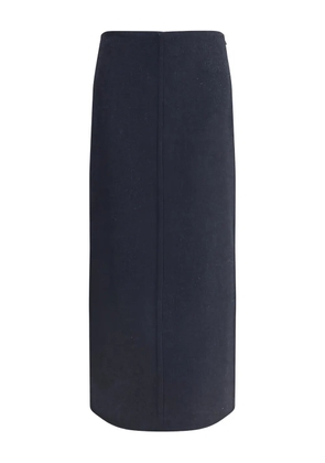 Brunello Cucinelli slit virgin wool midi skirt - Blue