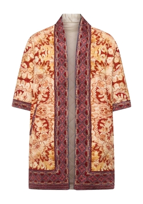 Pierre-Louis Mascia floral-patterned short-sleeved coat - Brown