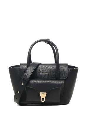 Coccinelle grained leather flap bag - Black