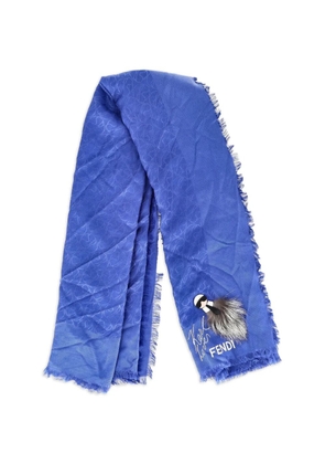Fendi Pre-Owned appliqued silk scarf - Blue