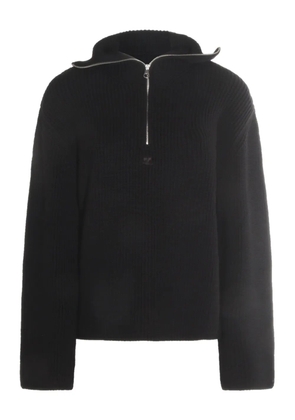 Courrèges zip-neck ribbed sweater - Black