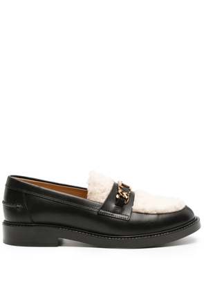 Tod's logo-chain shearling-panel loafers - Black