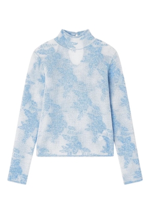 GANNI flower-jacquard mockneck sweater - Blue