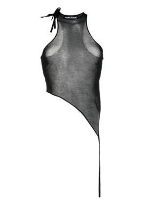 ANDREĀDAMO asymmetric sheer tank top - Black