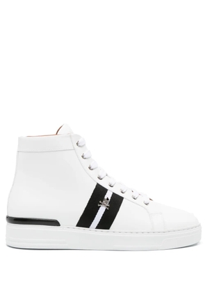 Philipp Plein skull-charm leather sneakers - White