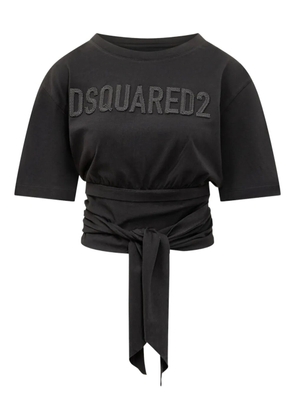 DSQUARED2 logo-detail tie fastening T-shirt - Black
