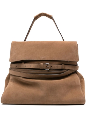Moschino belted calfskin tote bag - Brown