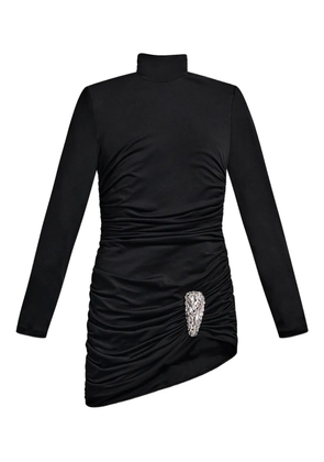 AREA crystal-embellished draped mini dress - Black