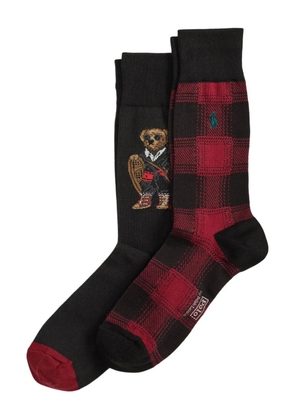 Polo Ralph Lauren bear plaid crew socks (pack of two) - Black