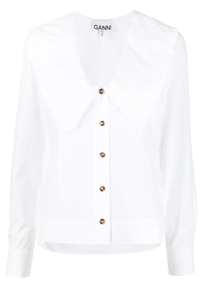 GANNI ruffled exaggerated collar blouse - White