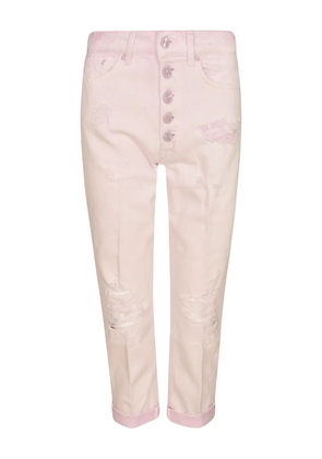DONDUP distressed buttoned-fly cropped trousers - Pink