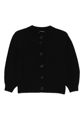 anne claire crew-neck puff-sleeve cardigan - Black