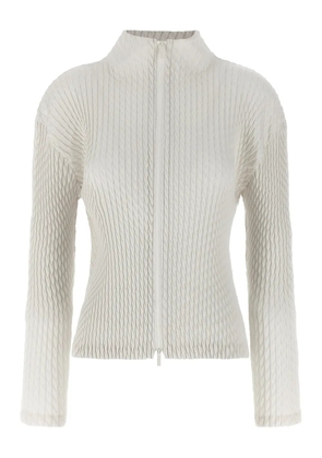Issey Miyake high-neck cardigan - White