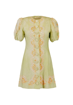 KATE FORD Matthiola Pannelled button mini dress - Green