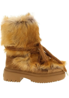 FENDI 55mm Apres Chic fur lace-up boots - Brown