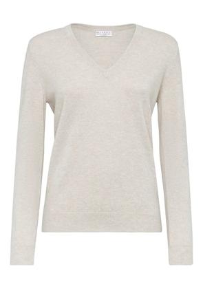 Brunello Cucinelli long-sleeve fitted jumper - Neutrals