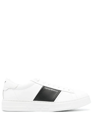 Emporio Armani logo-printed leather sneakers - White