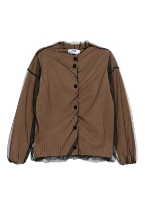 MSGM tulle-overlay cardigan - Brown