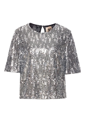 Aniye By sequin-embellished short-sleeve top - Silver