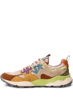 FLOWER MOUNTAIN patchwork leather sneakers - Neutrals