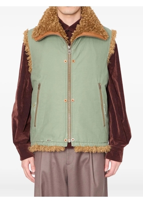 Kolor dragon-embroidered shearling gilet - Brown