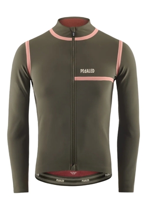 Pedaled long-sleeve panelled cycling top - Green