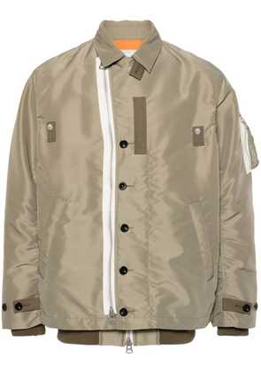 sacai contrasting-trim layered bomber jacket - Green