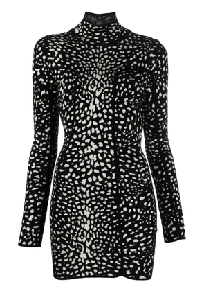Roberto Cavalli leopard jacquard mini dress - Black