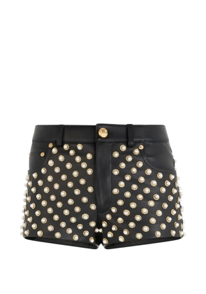 Roberto Cavalli pearl-embellished leather shorts - Black