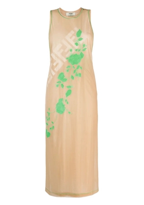 FENDI Fendi Roses sleeveless midi dress - Neutrals