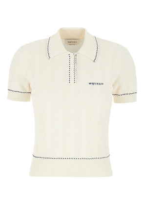 Alexander McQueen ribbed polo top - Neutrals