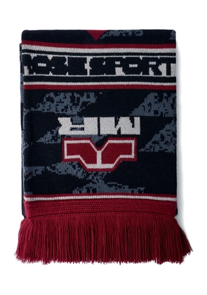 Martine Rose logo-motif fringed scarf - Grey